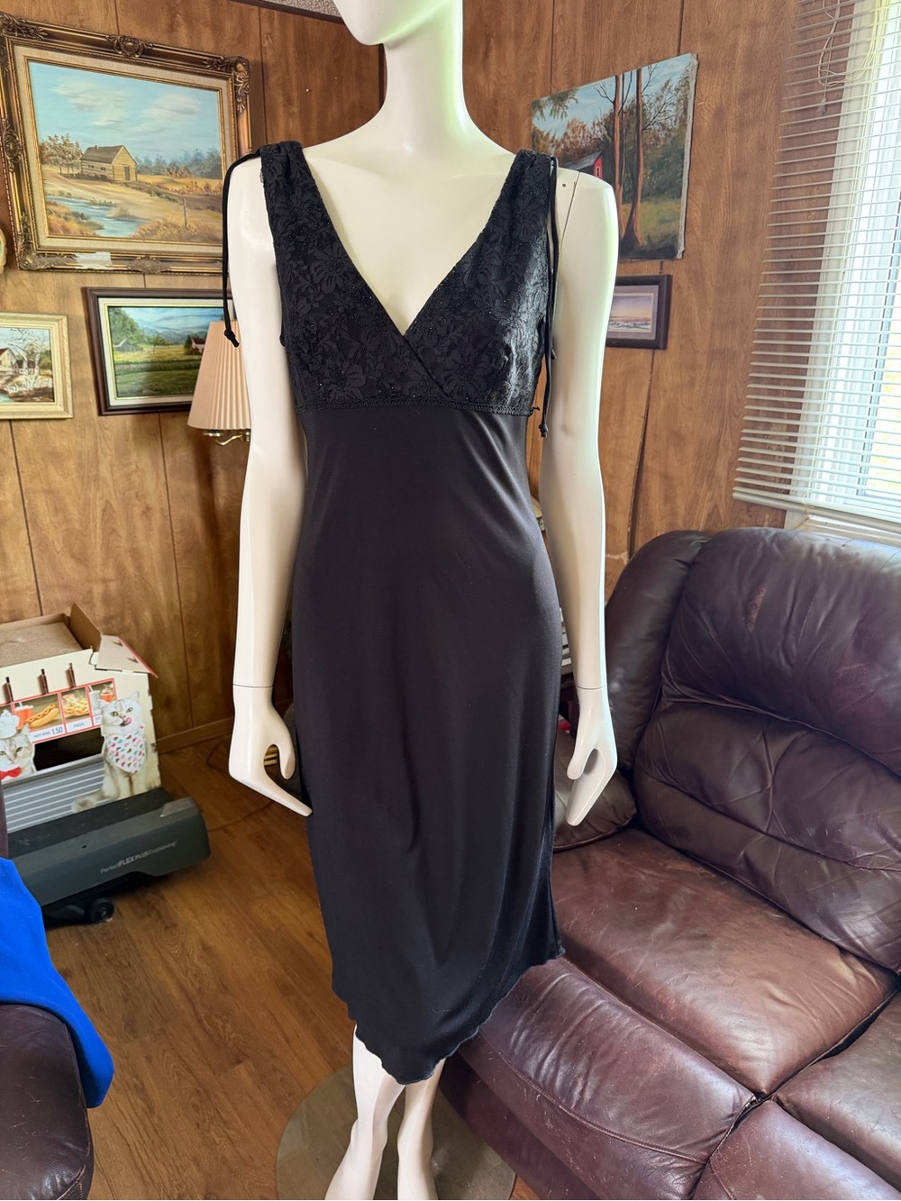 Black Lace Accent Y2K Dress